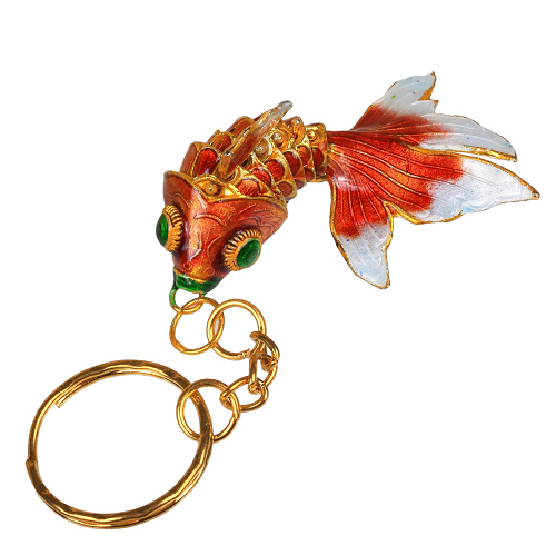 Goldfisch, Golden Fish, Cloisonne Emaille, 4456 - rot/gold 6cm - zum Schließen ins Bild klicken